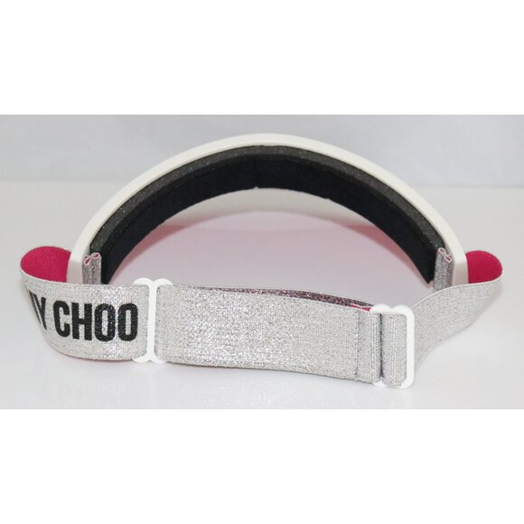 New Women\'s Jimmy Choo White, Silver Glitter & Rose Sun Visor main image 14